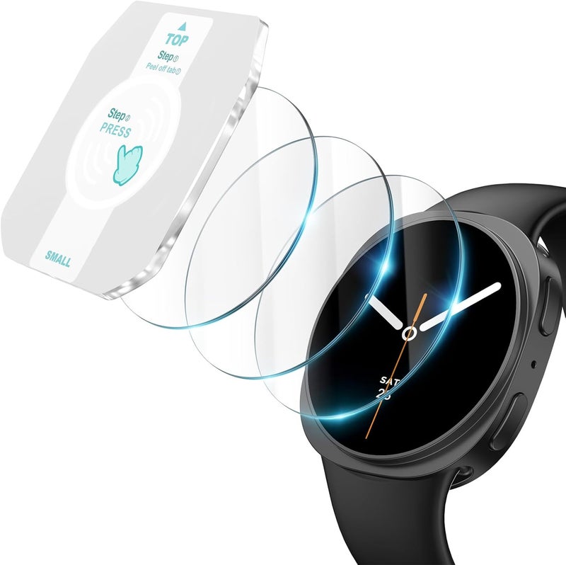 Misxi [3-Pack Tempered Glass Screen Protector with Auto Alignment Tool Kit, Compatible with Samsung Galaxy Watch 8 40mm, Lightweight Ultra-Thin Shockproof Protection for Galaxy Watch8, Clear - Image 1